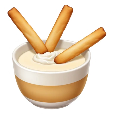 Soy milk and fried dough sticks Doujiang Youtiao in bowl and stick, simplified emoji style with bold outlines and bright colors, cartoon style traditional Chinese breakfast combo sticker