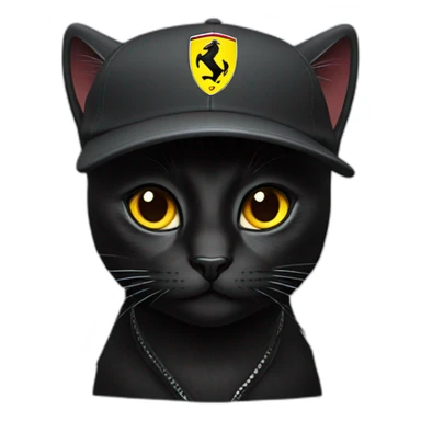Black cat with f1 Ferrari cap  sticker