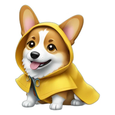 Corgi wearing a rain coat sticker