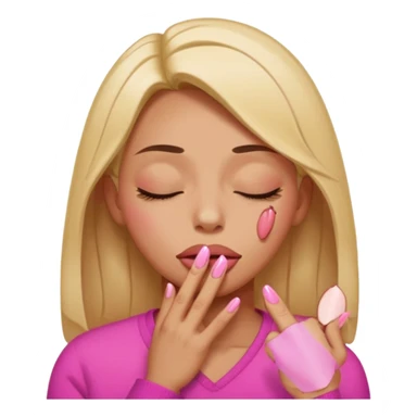 Pinch tongue closed eyes pink nails sticker