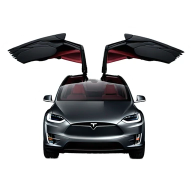 Black 2024 Tesla model x plaid with falcon wing doors open sticker