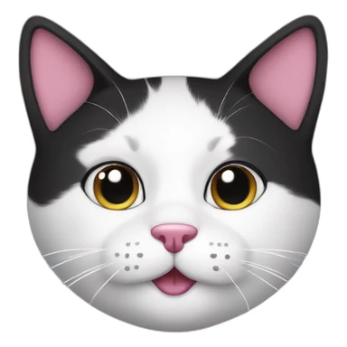 White and black cat with pink nose  sticker