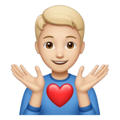 Happy face with heart hands  sticker