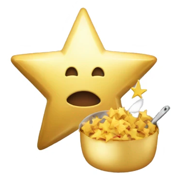 gold star eating a cooking  sticker