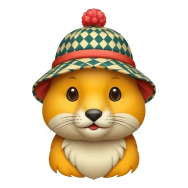 animal wearing patterned hat  sticker