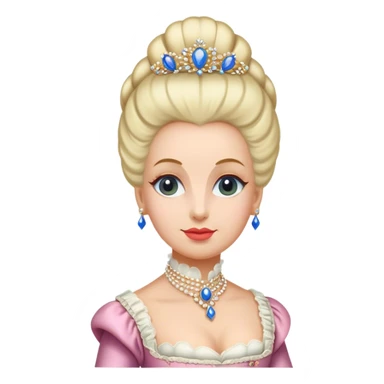 Cinematic Realistic Marie Antoinette Portrait Emoji, depicted as an opulent royal figure with elegant attire and a graceful poised expression, rendered with rich textures and soft lavish lighting that captures her historical allure. sticker