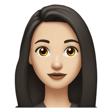 Young adult woman, dark brown almost black medium length hair, pale skin, aquiline nose, medium full lips, dark brown eyes, medium thin brows, oval face sticker