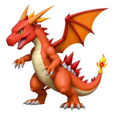 Cool edgy Guilmon-Agumon-Charizard-Digimon, full body sticker