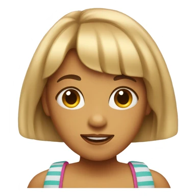 Girl with bangs in vacation  sticker