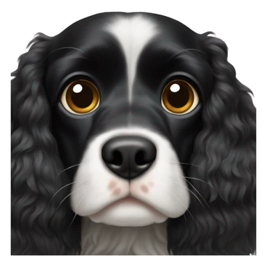 Small completely black king spaniel with black fur on his whole face and white fur on chest sticker