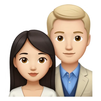 Asian girl and white guy married couple sticker