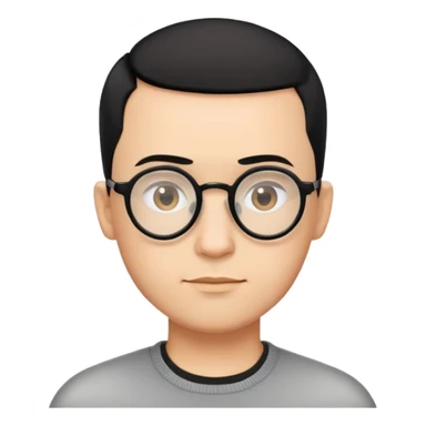 Buzz hair cut man with rounded glasses and very short black hair sticker