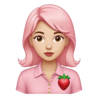 pastel pink women's shirt with a strawberry embroidered in the center sticker