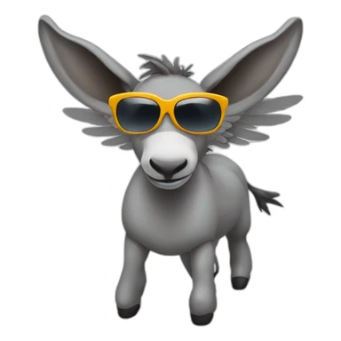 flying donkey with wings and sunglasses sticker