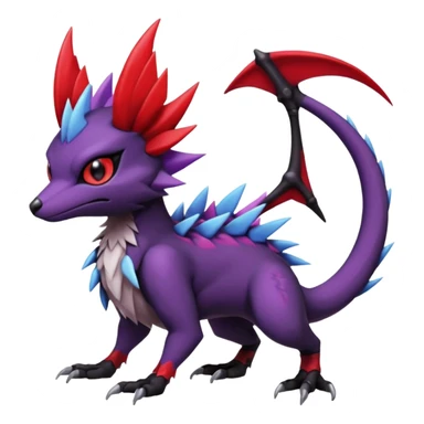 Dark edgy cute black red purple Noibat-Noivern-Nargacuga-Trico-Silvally-Draco-Fakémon-Pokémon-hybrid-fusion sticker