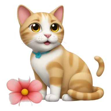 A cat With a flower sticker