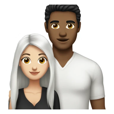 brunette woman with black hair and brown eyes with her white black-haired man boyfriend sticker