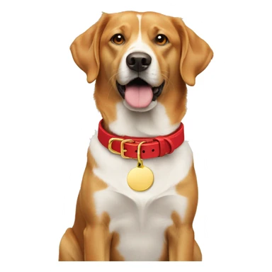 Red dog collar with a golden tag sticker