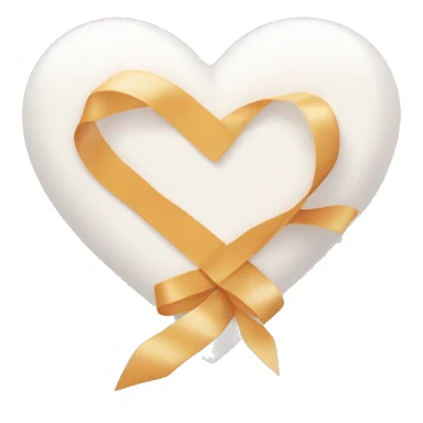 White warm colour heart with a ribbon on it  sticker