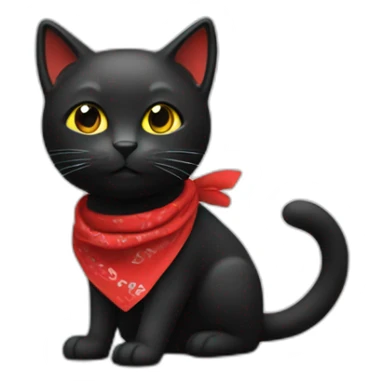 Un chat noir avec un bandana rouge sticker