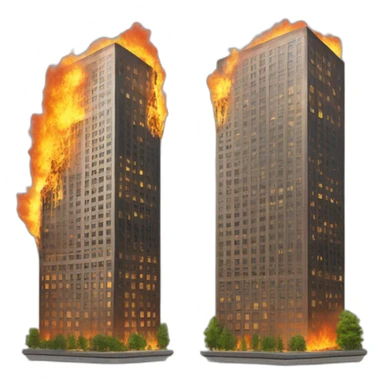 two skyscrapers, but one of them is on fire sticker