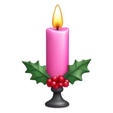 pink christmas candle with berries sticker