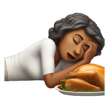 Lady lying down feeling sick after eating too much Christmas turkey sticker