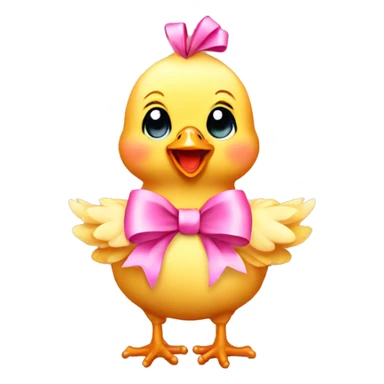 Baby chicken with pink bow sticker