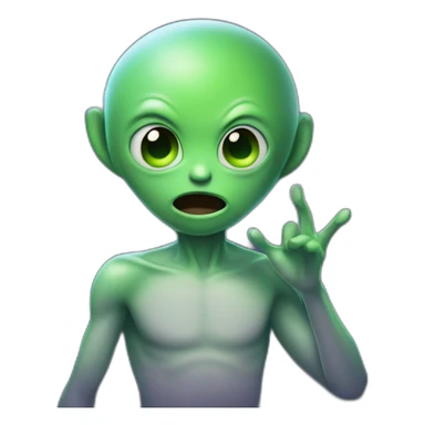 Alien with cring tears and behind him there is a shooting star sticker