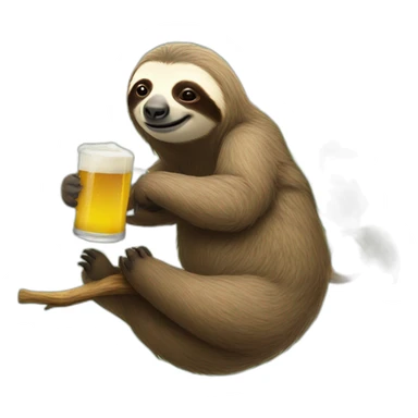Sloth drinking beer while riding a flying caterpillar sticker