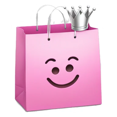 shopping bag pink with silver crown in front sticker