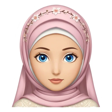 Beautiful finish hijabi girl with blue eyes and sakura wedding dress sticker