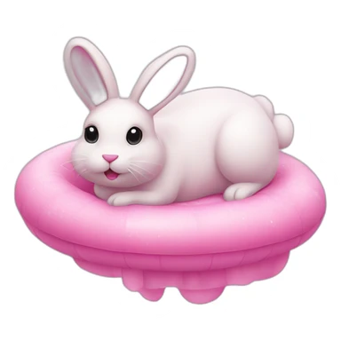 Pink floating bunny sticker