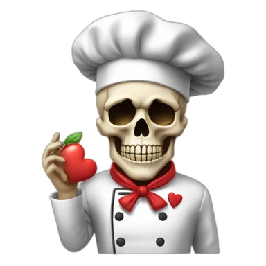 skull chef blowing a kiss heart sticker