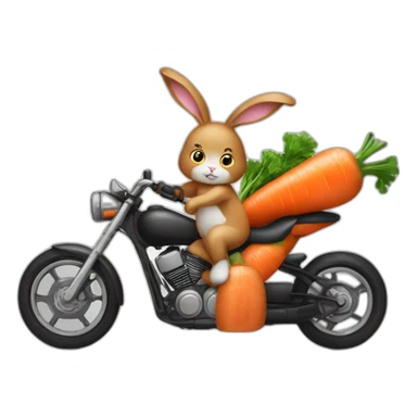 Biker wearing bunny suit with one carrot sticker