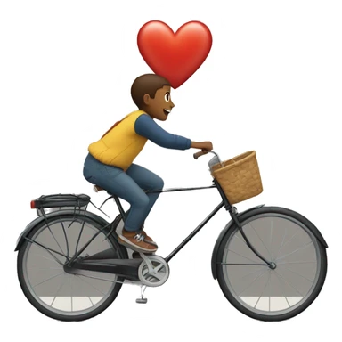 Heart crossing the street and a boy on a bicycle runs into the heart sticker