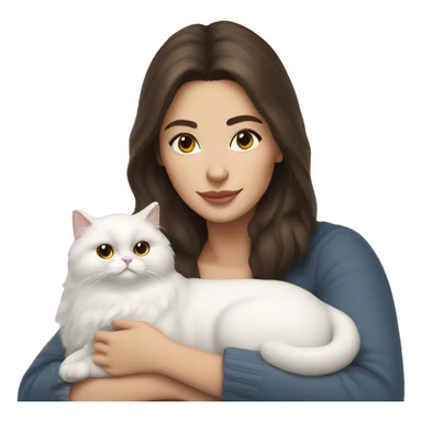 Brunette woman snuggling white Persian cat sticker