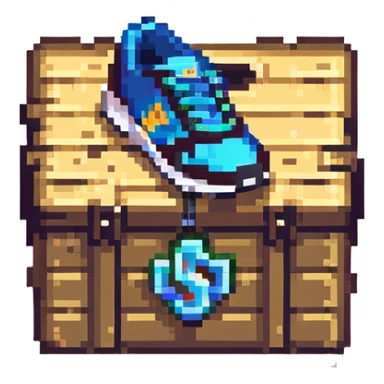 dark 2d power up crate with a running shoe symbol for speed boost sticker