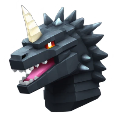 Minecraft Black Godzilla Head With Diamond Unicorn Horn sticker