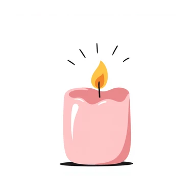 pink pastel candle with hand-drawn look sticker