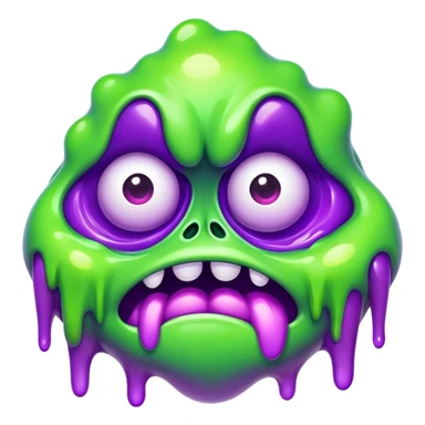 Weird green and purple monster face melting  sticker