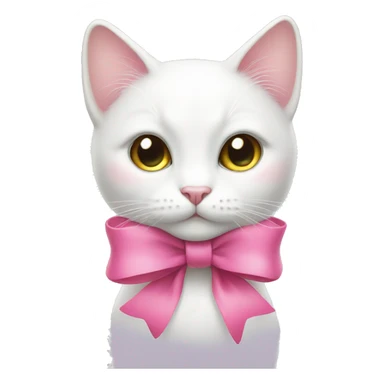 white cat with pink bow sticker
