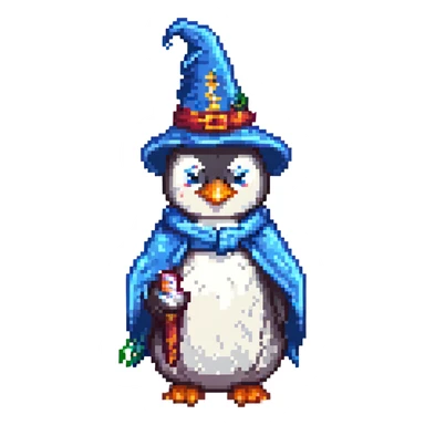 A penguin wizard sticker
