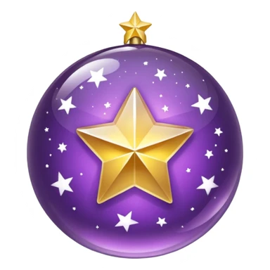 Bola de cristal roxa com estrela no centro dourada brilhante dentro sticker