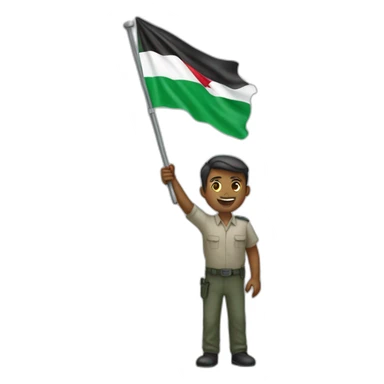 A man raises the flag of Palestine  sticker