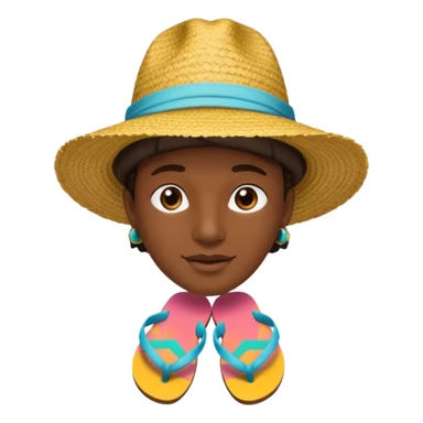 Visage.  Créole réunionnais ti jean chapeau paille savate  au pieds  sticker