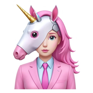 office worker 3d robotic unicorn in all pink suit sticker