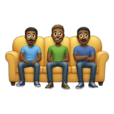 three guys on the couch sticker