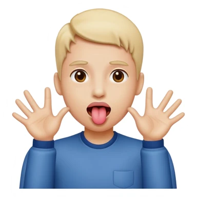 tounge sticking out with hands to the side sticker