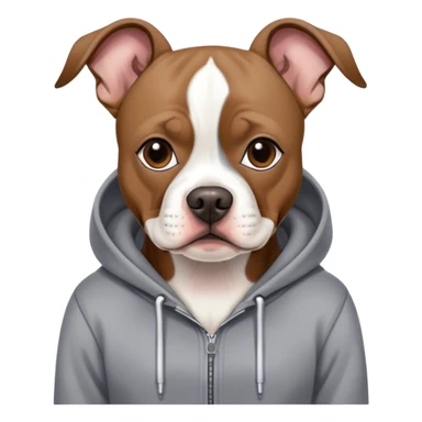 American Pit Bull Terrier mixed with a boston terrier, in a medium grey hoodie sticker